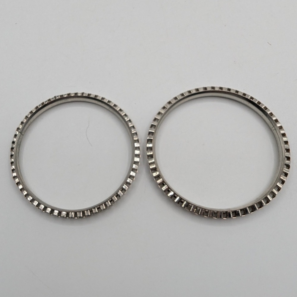 Silver Tone Cogwheel Gear Edge Bangle Bracelet Set Industrial Modernist 2pc